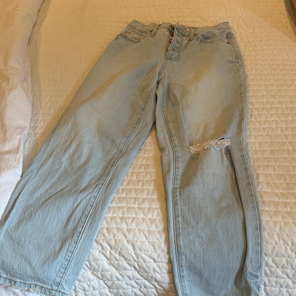 Light Blue Distressed Women's Jeans - Picture 1 of 4